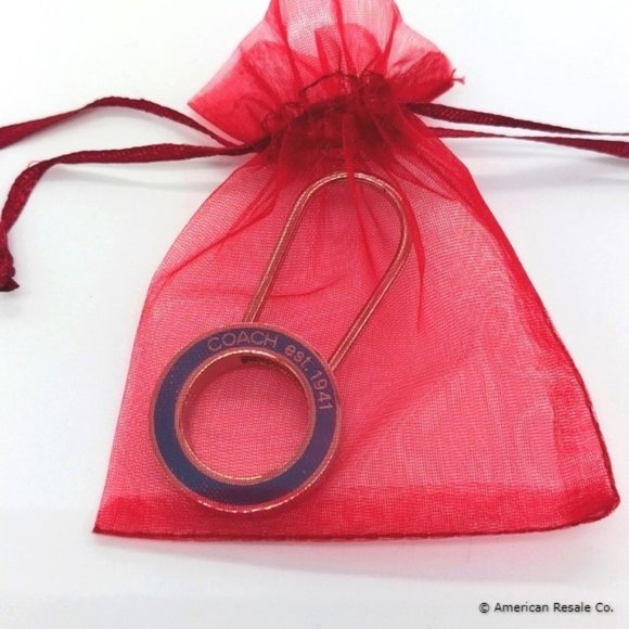 $68 COACH Vintage Sky Blue Enamel Pinch Lock Locket Keychain FOB Purse Charm - Picture 8 of 8